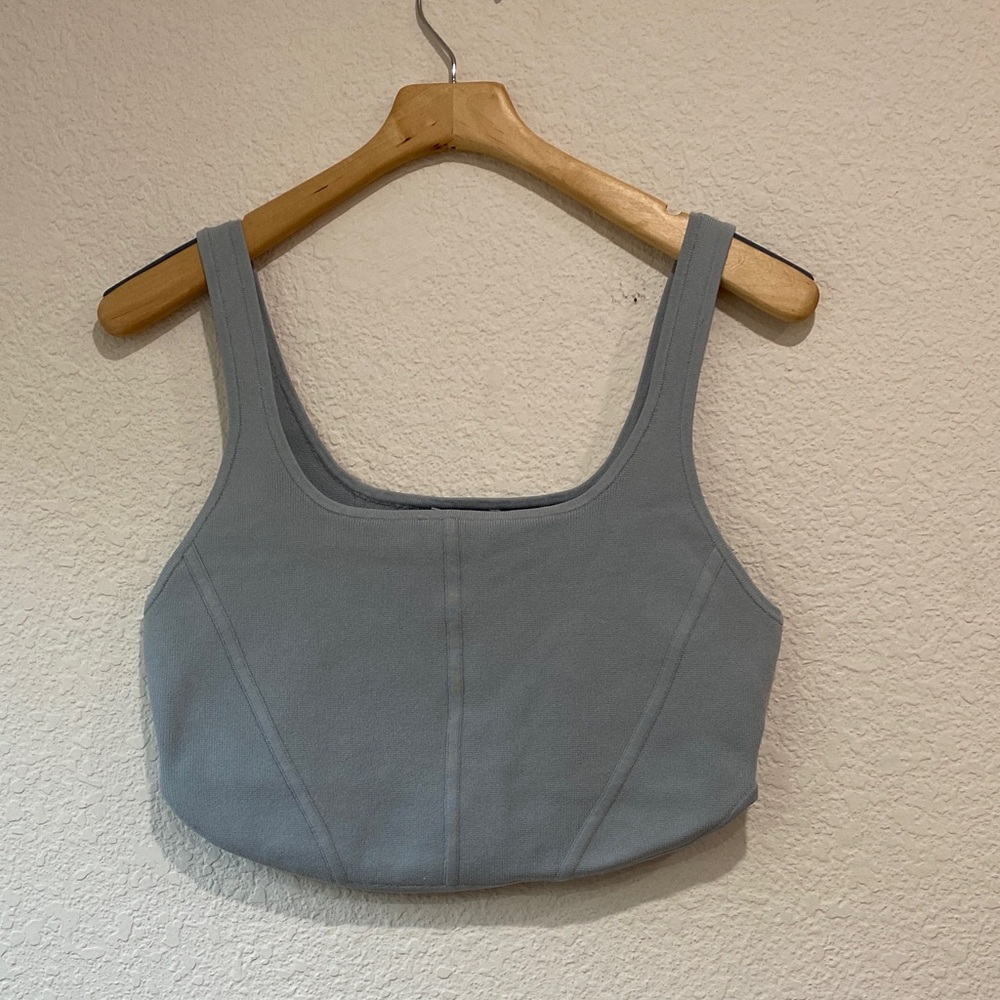 NWT Babaton Sculpt Knit Bustier Top Sleeveless Daze Grey Sz XL